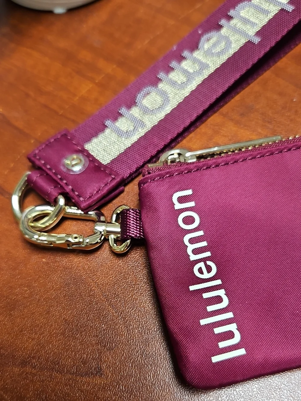 Lululemon Wristlet Keychain w/ Wallet Pouch - Burgundy & Gold *NWOT